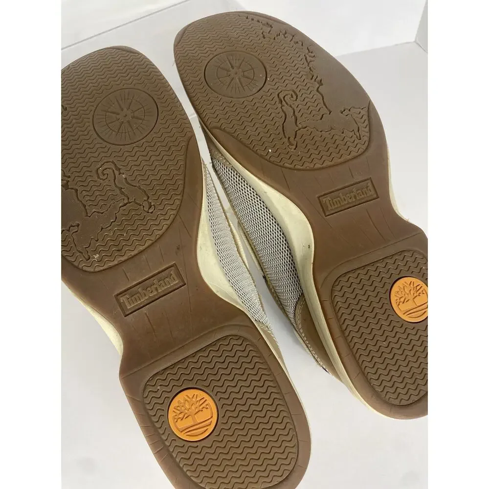 Timberland Beige 2 Eyed Deck/Boat Shoes Size 10 Men's Leather w/Mesh Accents